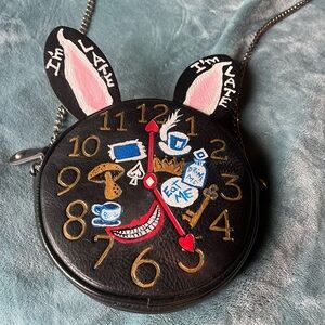 Black and Gold Rabbit-Themed Shoulder Bag